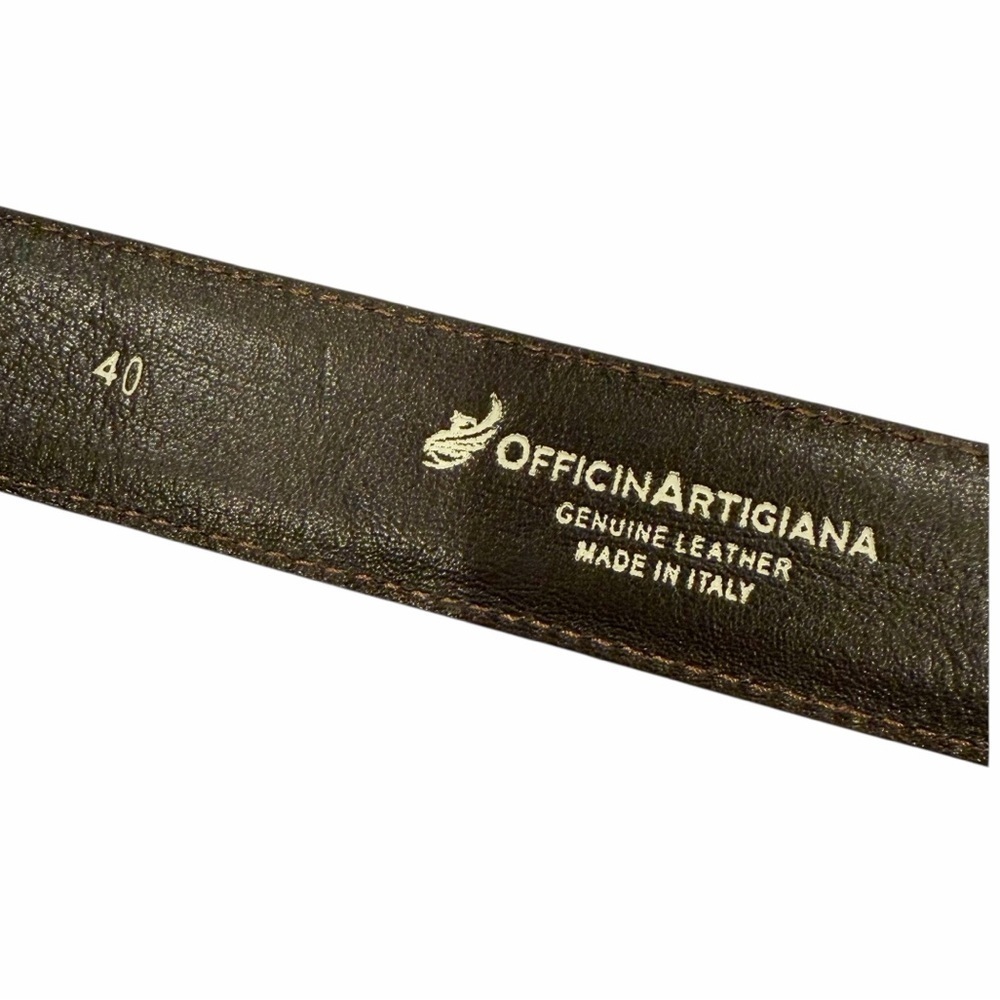 Officina Artigiana Brown Leather Made in Italy Belt size 40 - Picture 5 of 7